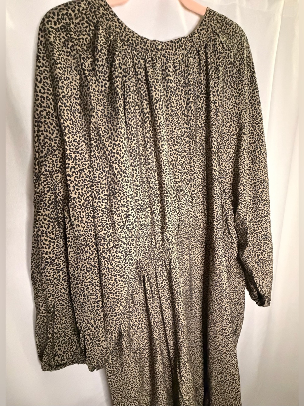 A New Day Women 3X Leopard Print Midi Dress Balloon Long Sleeve Tiered High Low - Picture 6 of 14